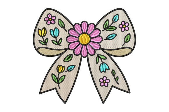 A Charming Addition to Your Embroidery Collection: Bow with Floral Embroidery Design