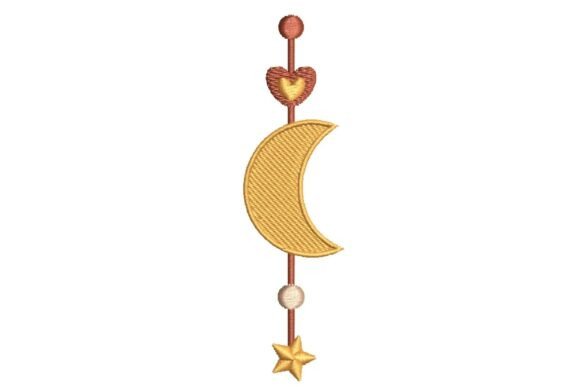 Celestial Moon & Star Mobile with Heart Embroidery Design