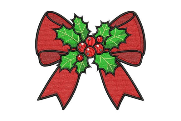 Christmas Holly Bow Embroidery: A Festive Essential for Holiday Creations