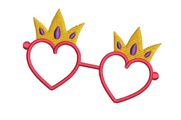 Crowned Heart Sunglasses Embroidery Design