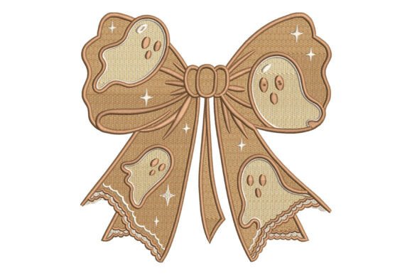Cute Ghost Bow Embroidery Design