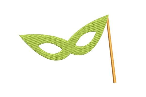 Elegant Green Masquerade Mask Embroidery Design