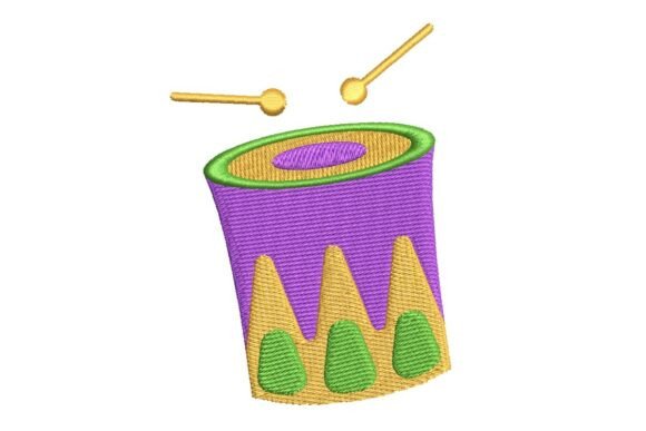 Festive Carnival Drum Embroidery for Apparel