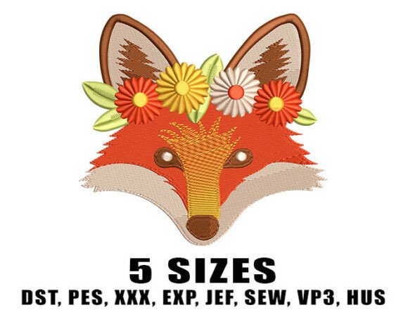 Fox Autumn Embroidery Design