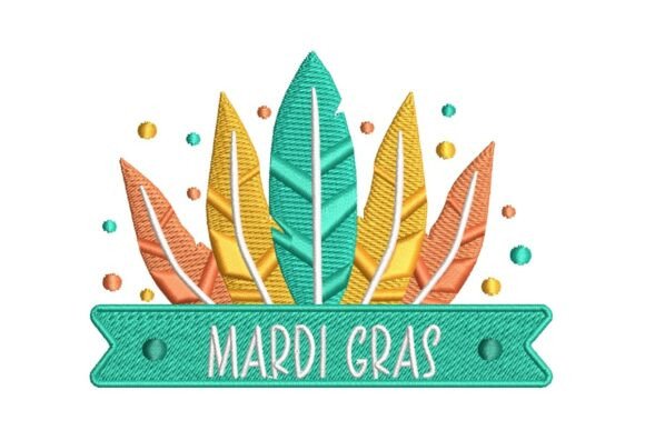Mardi Gras Feather & Banner Embroidery Design