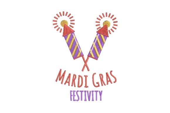 Mardi Gras Fireworks Festivity Embroidery Design