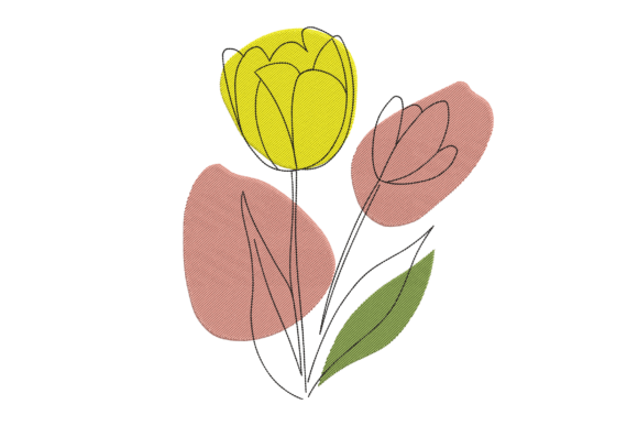 Minimal Tulip Flower Embroidery Art Review for Business Branding
