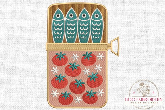 Sardine Can Embroidery Design Fish