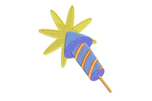 Sparkling Firework Rocket Embroidery Design