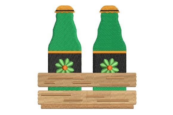 St. Patrick's Day Beer Bottles in Crate Embroidery